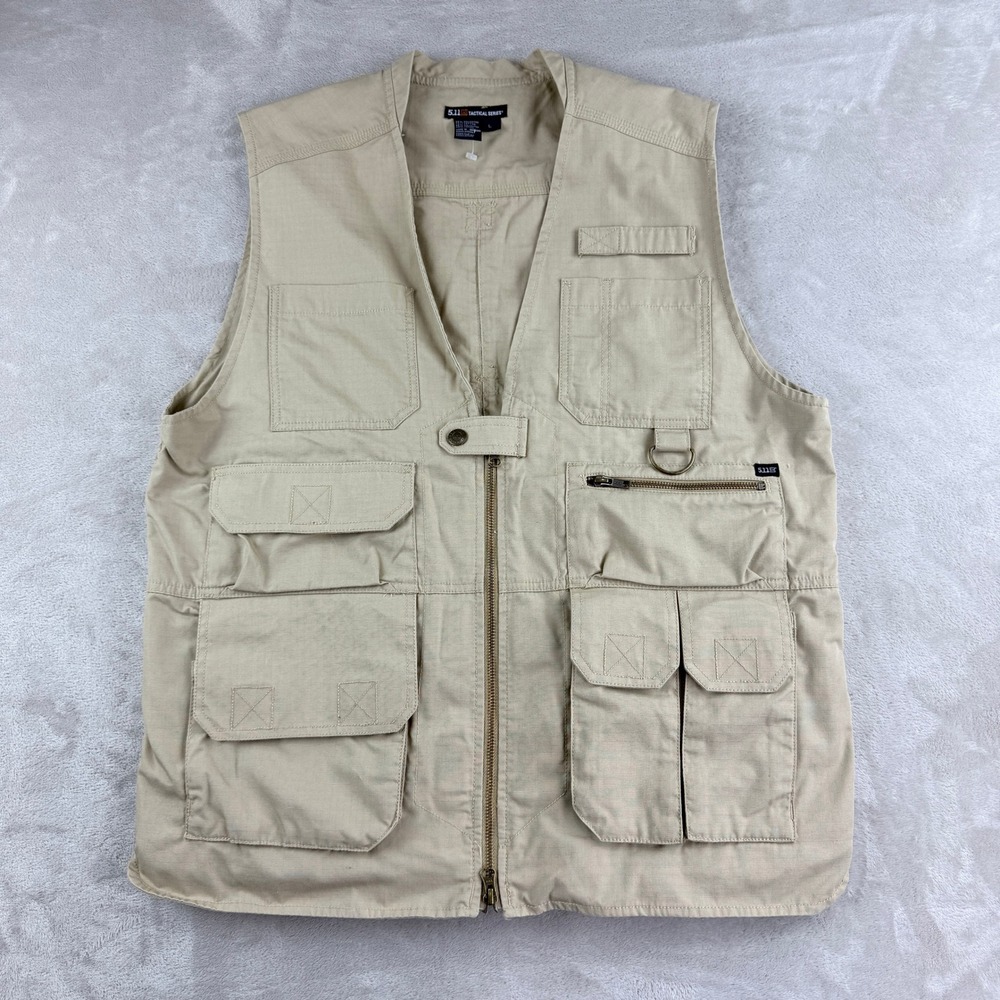 5.11 Tactical Series Taclite Pro Vest Mens L Khaki Utility Ripstop Multi Pockets